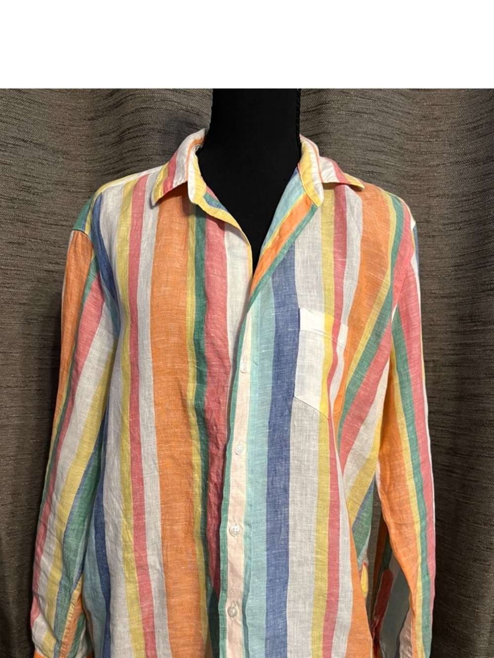 Frank & Eileen Multicolor Vertical Stripe Linen Shirt